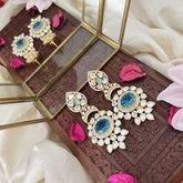 Vriksham Unique Tilak And Oval Shape Dangler-Sky Blue-G18327